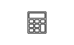 Black and white drawing of a calculator. Used to indicate math.
