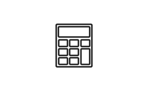 Black and white icon of a calculator.