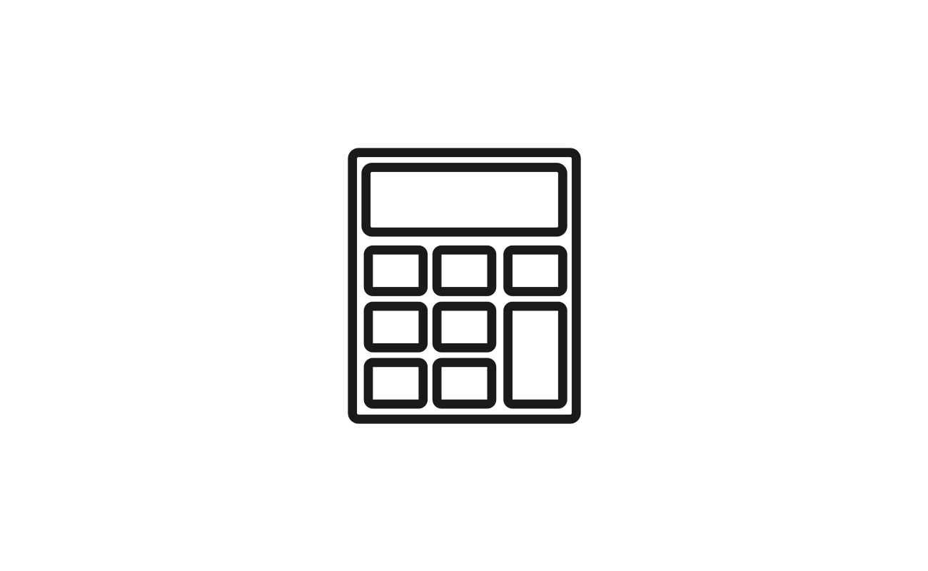 Black and white icon of a calculator.